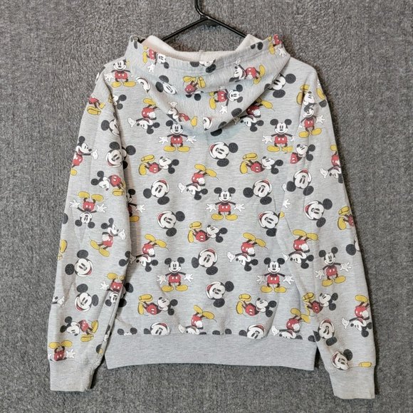 Disney Mikey Mouse Hoodie Womens Medium Gray All over Print Classic Sweatshirt - Picture 8 of 14
